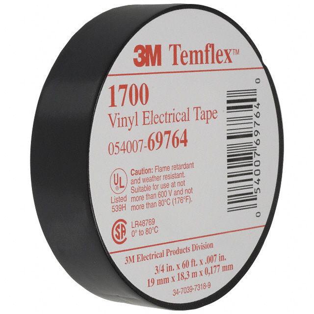 Electrical Tape Rubber Adhesive Black 0.75 (19.05mm) 3/4 X 60' (18.3m) 20 yds